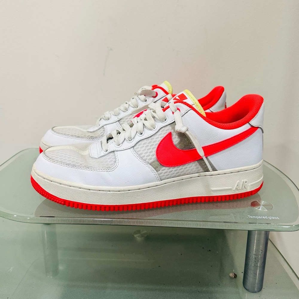 Nike Air Force 1 07 LV8 1 White Bright Crimson Transparent‎ CI0060-102 Size 9